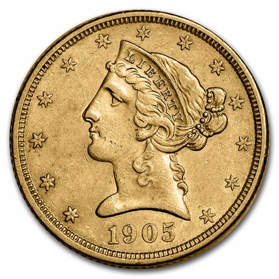 1905-S $5 Liberty Gold Half Eagle AU