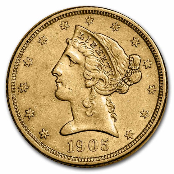 1905-S $5 Liberty Gold Half Eagle AU 1905-S $5 Liberty Gold Half Eagle AU