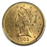 1905-S $5 Liberty Gold Half Eagle MS-62 PCGS