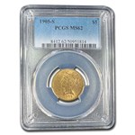 1905-S $5 Liberty Gold Half Eagle MS-62 PCGS