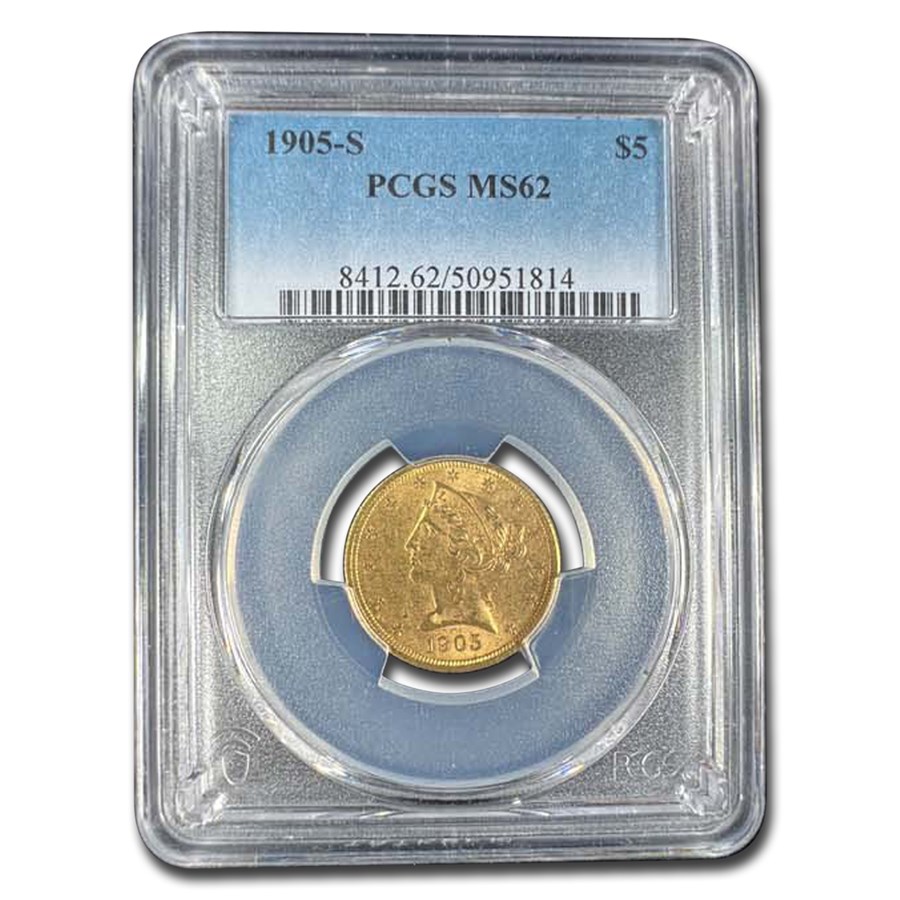 1905-S $5 Liberty Gold Half Eagle MS-62 PCGS
