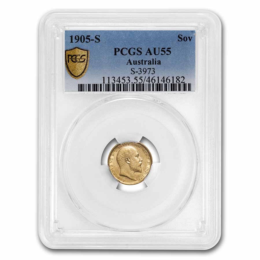 1905-S Australia Gold Sovereign Edward VII AU-55 PCGS