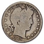 1905-S Barber Half Dollar 20-Coin Roll Avg Circ