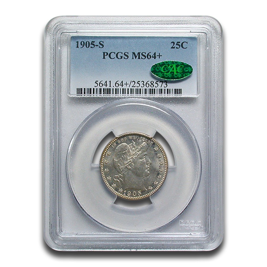 1905-S Barber Quarter MS-64+ PCGS CAC