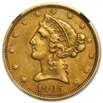 1905-S/S $5 Liberty Gold Half Eagle XF-45 NGC (FS-501 RPM)