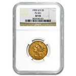 1905-S/S $5 Liberty Gold Half Eagle XF-45 NGC (FS-501 RPM)