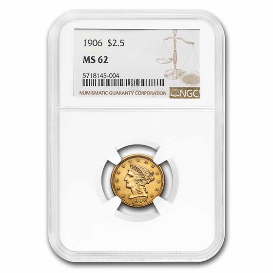 1906 $2.50 Liberty Gold Quarter Eagle MS-62 NGC 1906 $2.50 Liberty Gold Quarter Eagle MS-62 NGC