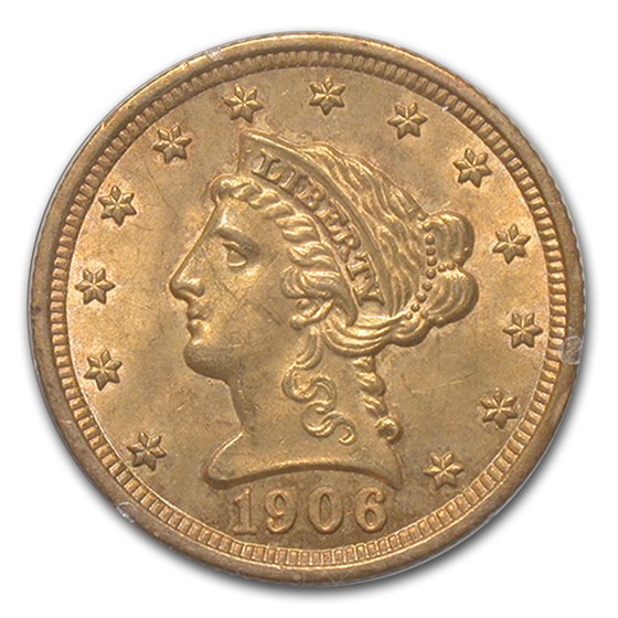 1906 $2.50 Liberty Gold Quarter Eagle MS-62 PCGS 1906 $2.50 Liberty Gold Quarter Eagle MS-62 PCGS
