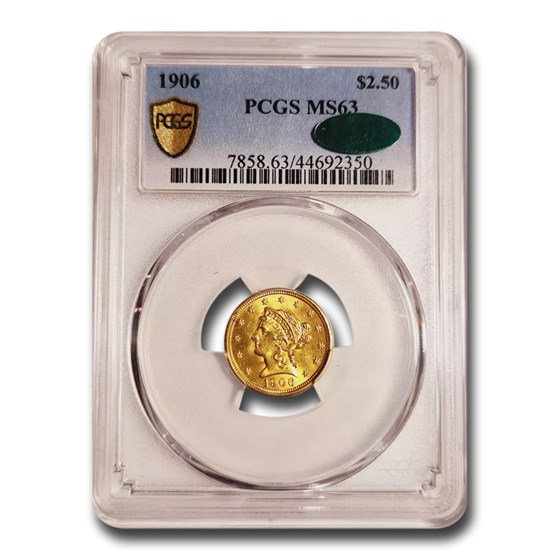 1906 $2.50 Liberty Gold Quarter Eagle MS-63 PCGS CAC 1906 $2.50 Liberty Gold Quarter Eagle MS-63 PCGS CAC