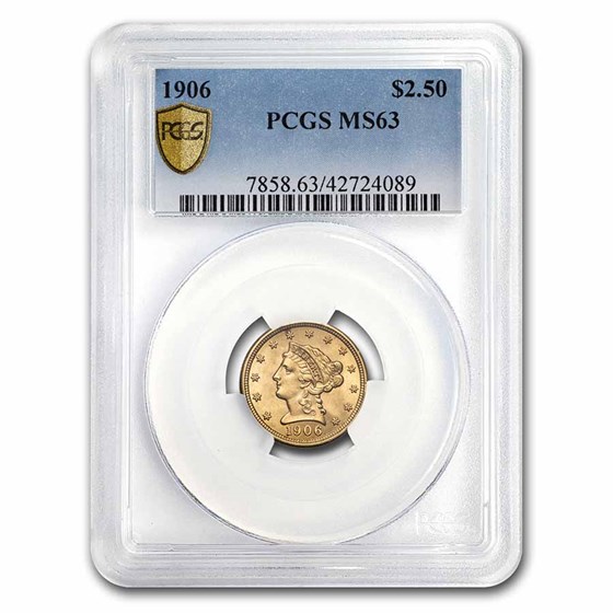 1906 $2.50 Liberty Gold Quarter Eagle MS-63 PCGS 1906 $2.50 Liberty Gold Quarter Eagle MS-63 PCGS