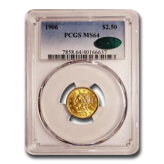 1906 $2.50 Liberty Gold Quarter Eagle MS-64 PCGS CAC 1906 $2.50 Liberty Gold Quarter Eagle MS-64 PCGS CAC
