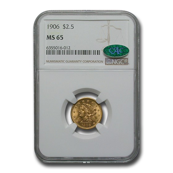 1906 $2.50 Liberty Gold Quarter Eagle MS-65 NGC CAC 1906 $2.50 Liberty Gold Quarter Eagle MS-65 NGC CAC