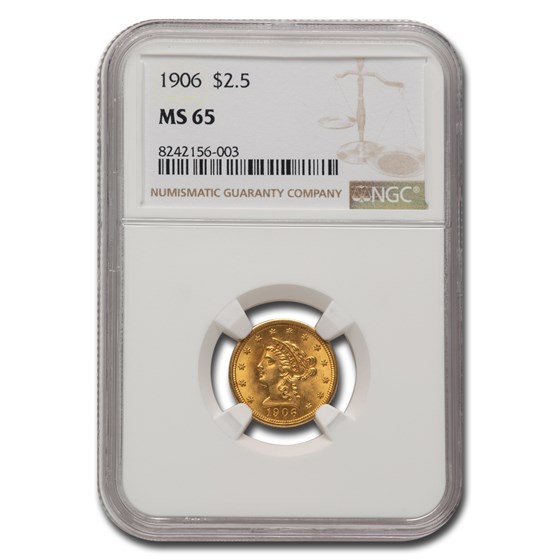 1906 $2.50 Liberty Gold Quarter Eagle MS-65 NGC 1906 $2.50 Liberty Gold Quarter Eagle MS-65 NGC