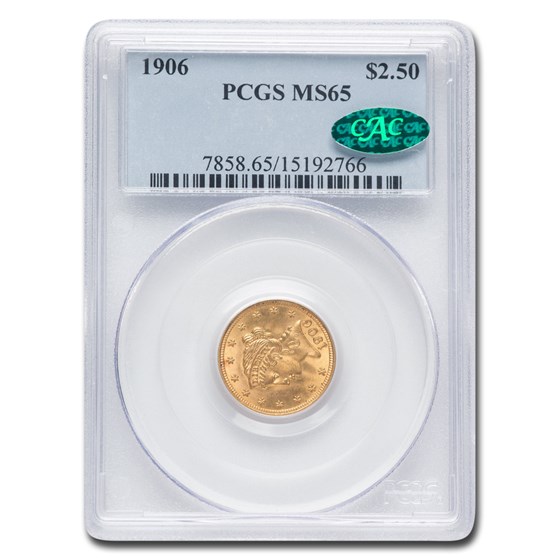 1906 $2.50 Liberty Gold Quarter Eagle MS-65 PCGS CAC 1906 $2.50 Liberty Gold Quarter Eagle MS-65 PCGS CAC