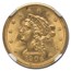 1906 $2.50 Liberty Gold Quarter Eagle MS-66 NGC CAC