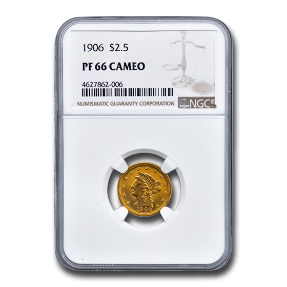 1906 $2.50 Liberty Gold Quarter Eagle PF-66 Cameo NGC 1906 $2.50 Liberty Gold Quarter Eagle PF-66 Cameo NGC