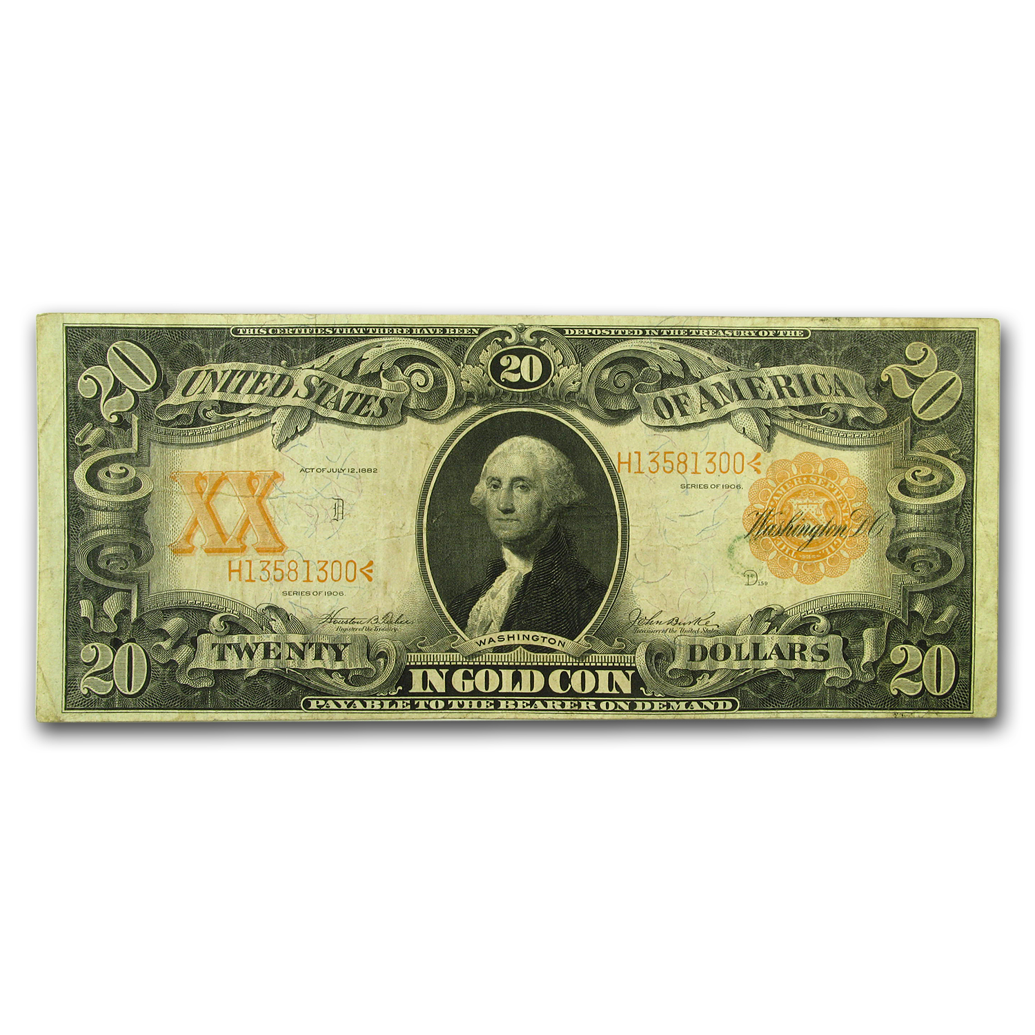 Buy 1906 $20 Gold Certificate Washington VF | APMEX