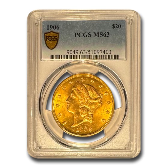 1906 $20 Liberty Gold Double Eagle MS-63 PCGS 1906 $20 Liberty Gold Double Eagle MS-63 PCGS