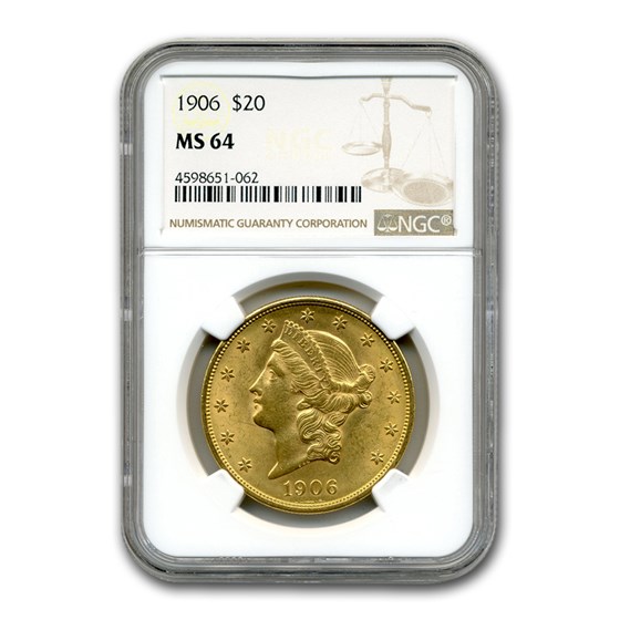 1906 $20 Liberty Gold Double Eagle MS-64 NGC 1906 $20 Liberty Gold Double Eagle MS-64 NGC