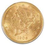 1906 $20 Liberty Gold Double Eagle MS-64 PCGS