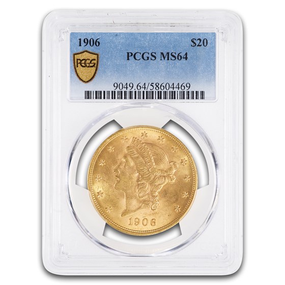 1906 $20 Liberty Gold Double Eagle MS-64 PCGS