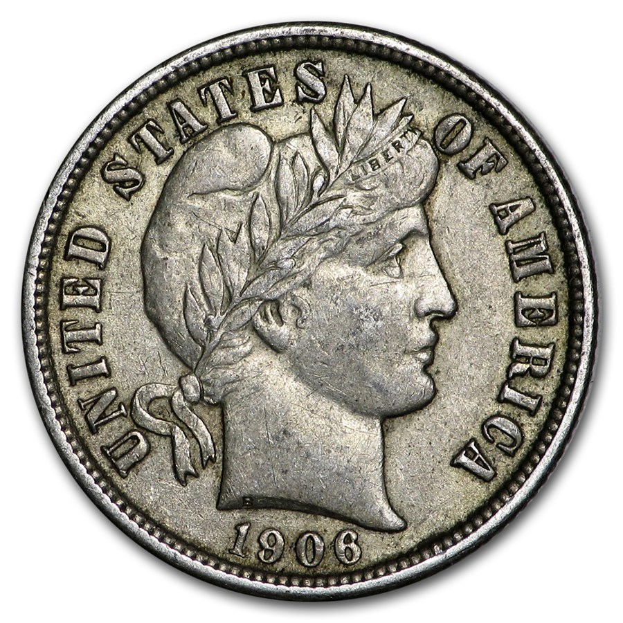 1906 Barber Dime AU