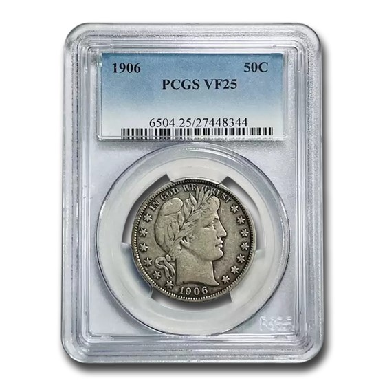 1906 Barber Half Dollar VF-25 PCGS 1906 Barber Half Dollar VF-25 PCGS