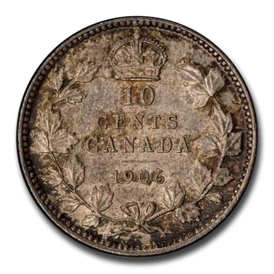 1906 Canada Silver 10 Cents Edward VII AU-55 PCGS