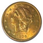 1906-D $20 Liberty Gold Double Eagle MS-61 PCGS