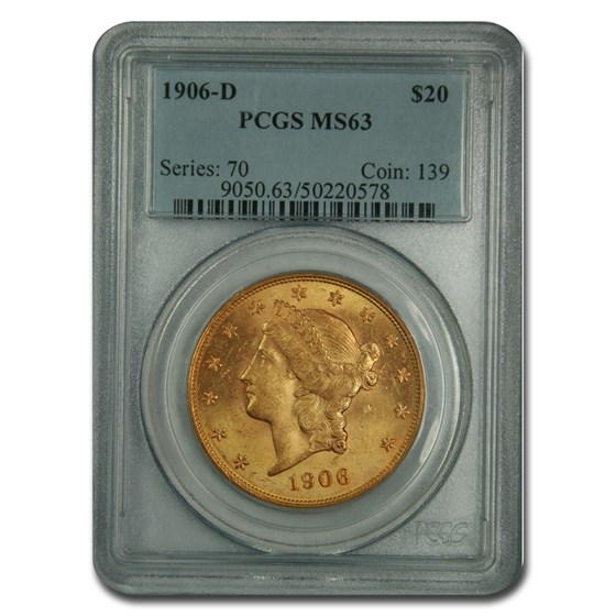 1906-D $20 Liberty Gold Double Eagle MS-63 PCGS 1906-D $20 Liberty Gold Double Eagle MS-63 PCGS