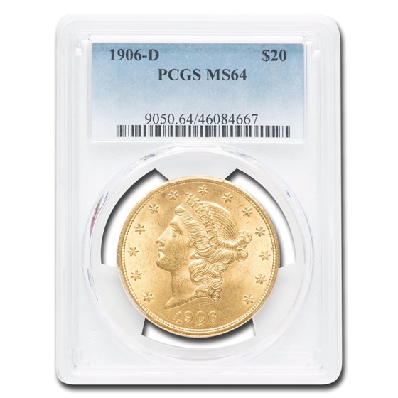 1906-D $20 Liberty Gold Double Eagle MS-64 PCGS 1906-D $20 Liberty Gold Double Eagle MS-64 PCGS
