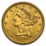 1906-D $5 Liberty Gold Half Eagle MS-63 PCGS
