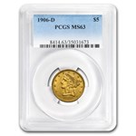 1906-D $5 Liberty Gold Half Eagle MS-63 PCGS