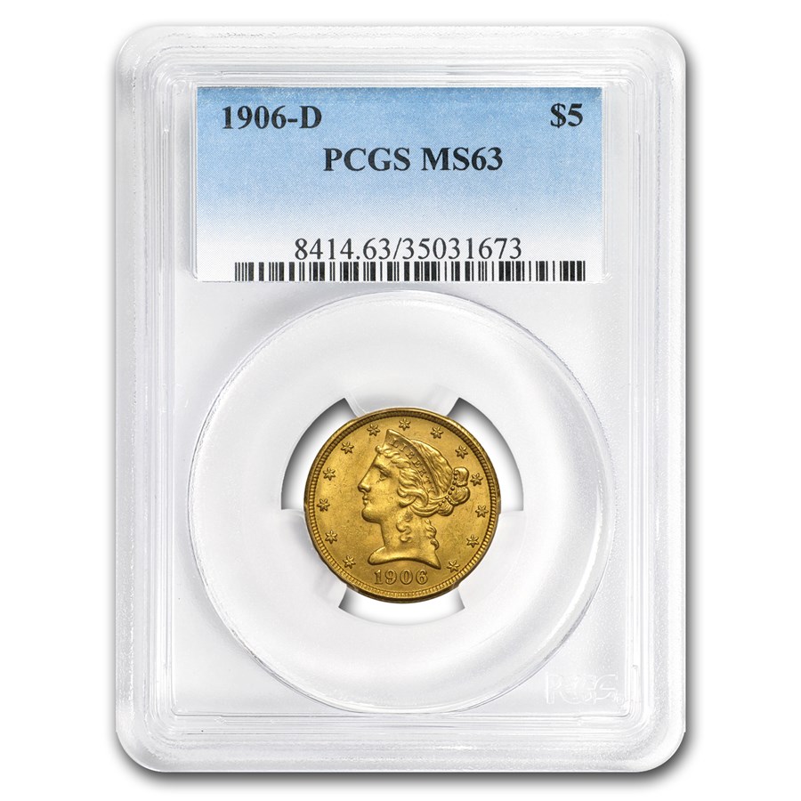 1906-D $5 Liberty Gold Half Eagle MS-63 PCGS