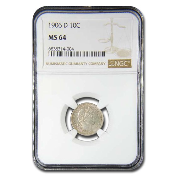 1906-D Barber Dime MS-64 NGC 1906-D Barber Dime MS-64 NGC