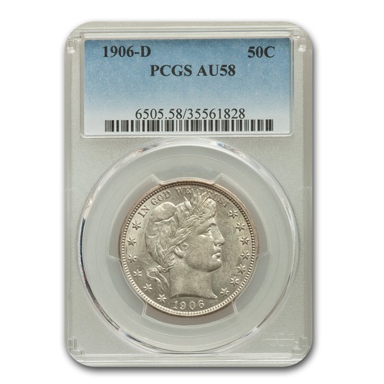 1906-D Barber Half Dollar AU-58 PCGS 1906-D Barber Half Dollar AU-58 PCGS