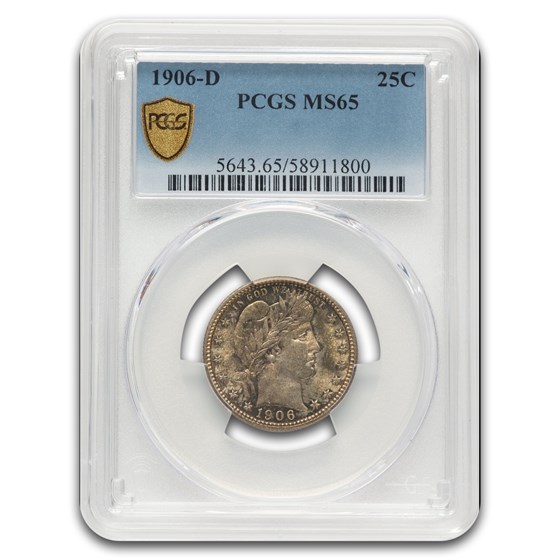 1906-D Barber Quarter MS-65 PCGS