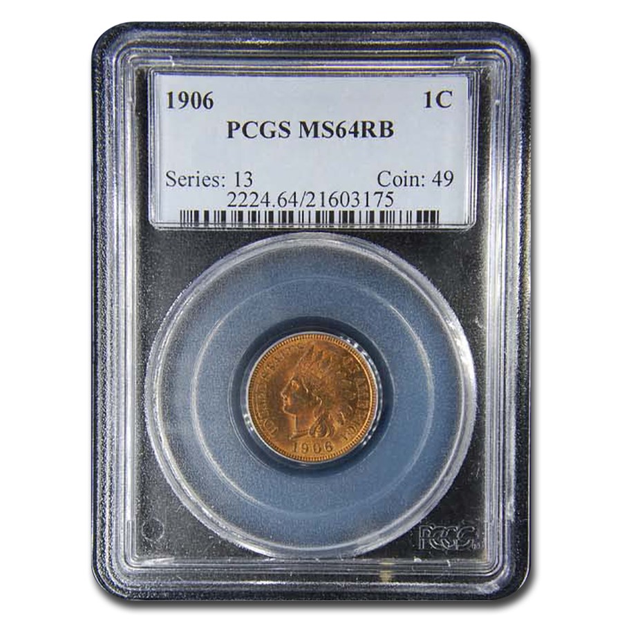 1906 Indian Head Cent MS-64 PCGS (Red/Brown)