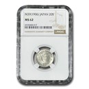 (1906) Japan Silver 20 Sen MS-62 NGC