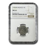 1906-M Mexico 5 Centavos MS-61 NGC