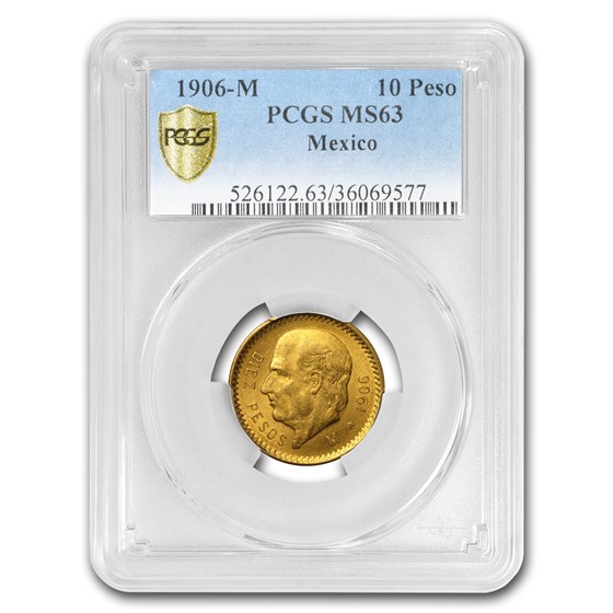 1906-M Mexico Gold 10 Pesos MS-63 PCGS 1906-M Mexico Gold 10 Pesos MS-63 PCGS