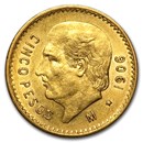 1906 Mexico Gold 5 Pesos BU