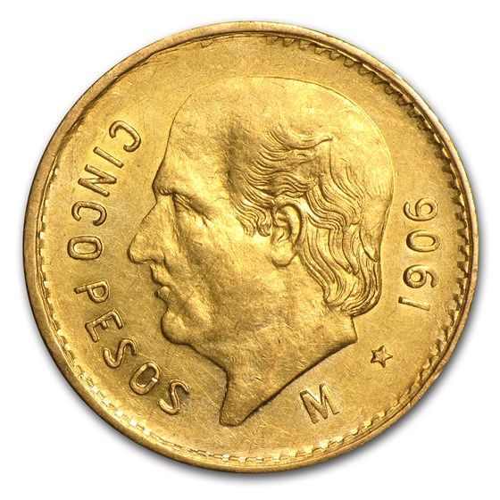 1906 Mexico Gold 5 Pesos XF 1906 Mexico Gold 5 Pesos XF
