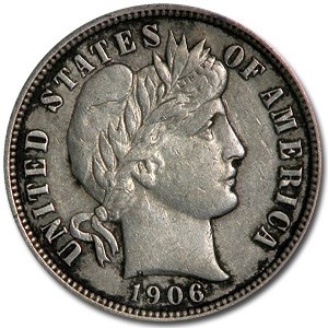 1906-O Barber Dime AU 1906-O Barber Dime AU