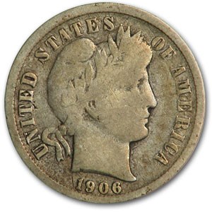 1906-O Barber Dime Good 1906-O Barber Dime Good