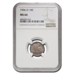 1906-O Barber Dime MS-64 NGC