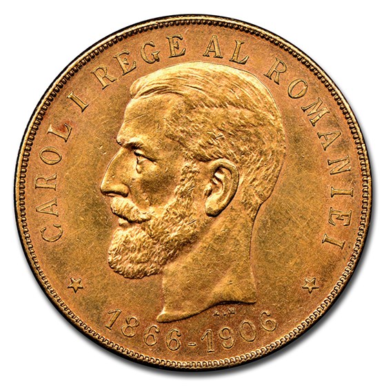 1906 Romania Gold 100 Lei Carol I MS-61 NGC 1906 Romania Gold 100 Lei Carol I MS-61 NGC