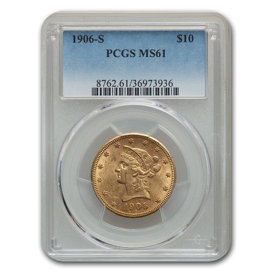 1906-S $10 Liberty Gold Eagle MS-61 PCGS