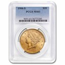 1906-S $20 Liberty Gold Double Eagle MS-61 PCGS