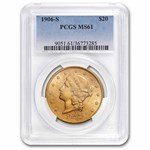 1906-S $20 Liberty Gold Double Eagle MS-61 PCGS